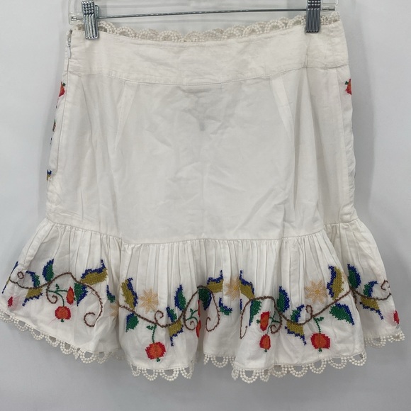 Farm Rio Pitanga Embroidered Mini Skirt Bohemian Floral Tropical Size Medium - Picture 9 of 10